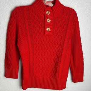 NWOT Red Cable Knit Sweater with Button Detail